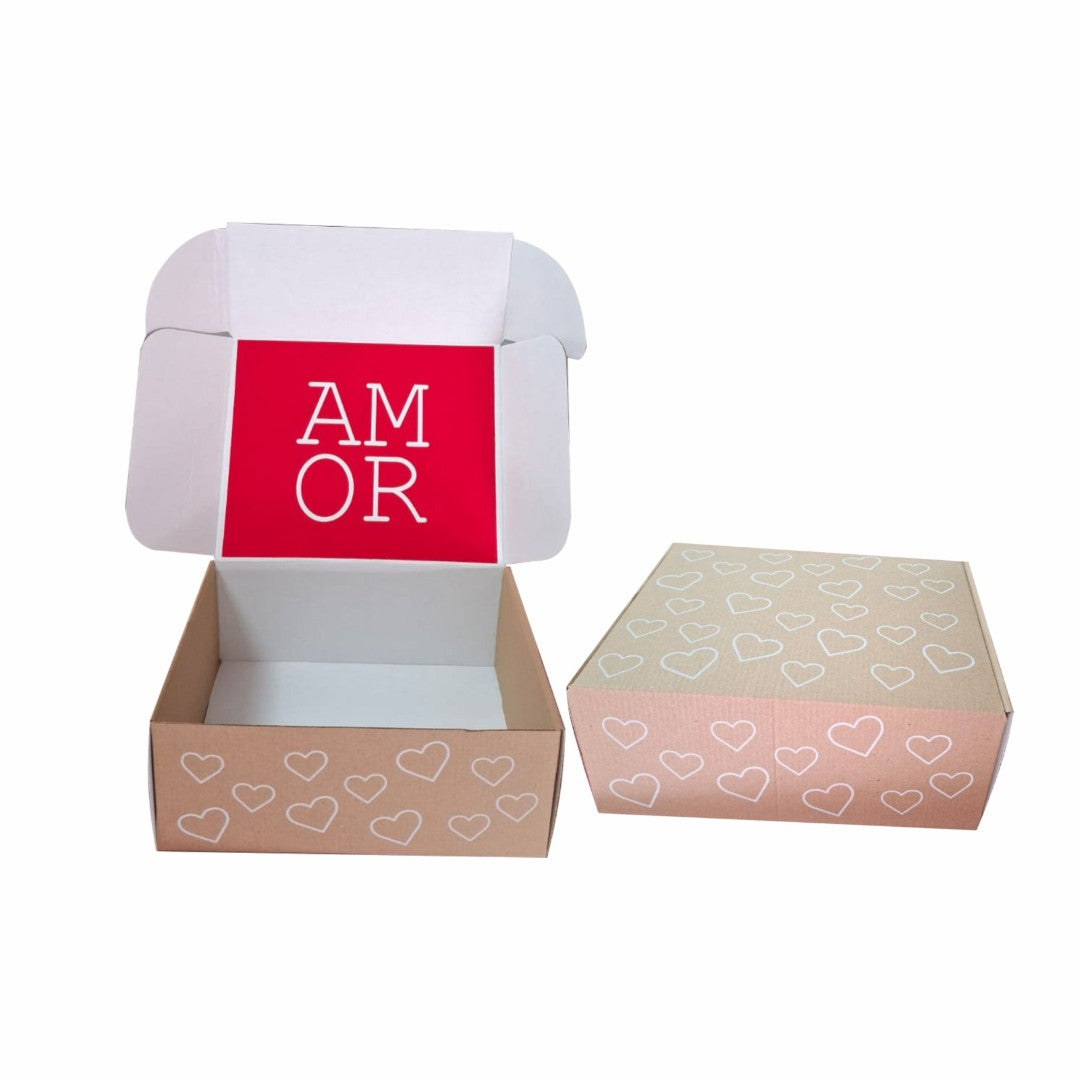 10 Caja Corazones Blancos Med.25x20x10cm