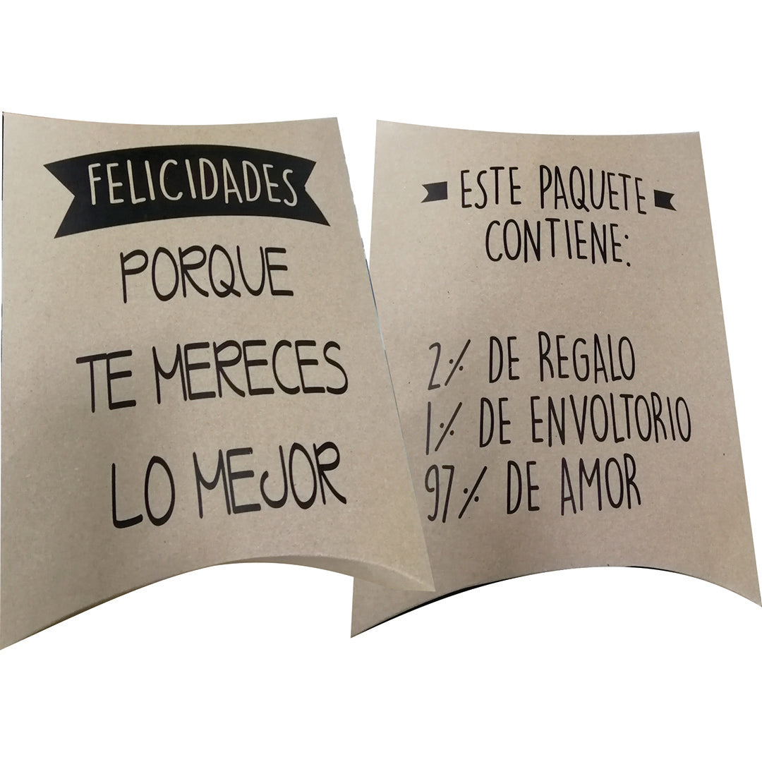 10 Caja tipo Almohada Cumple Kraft Med.26x24x6cm