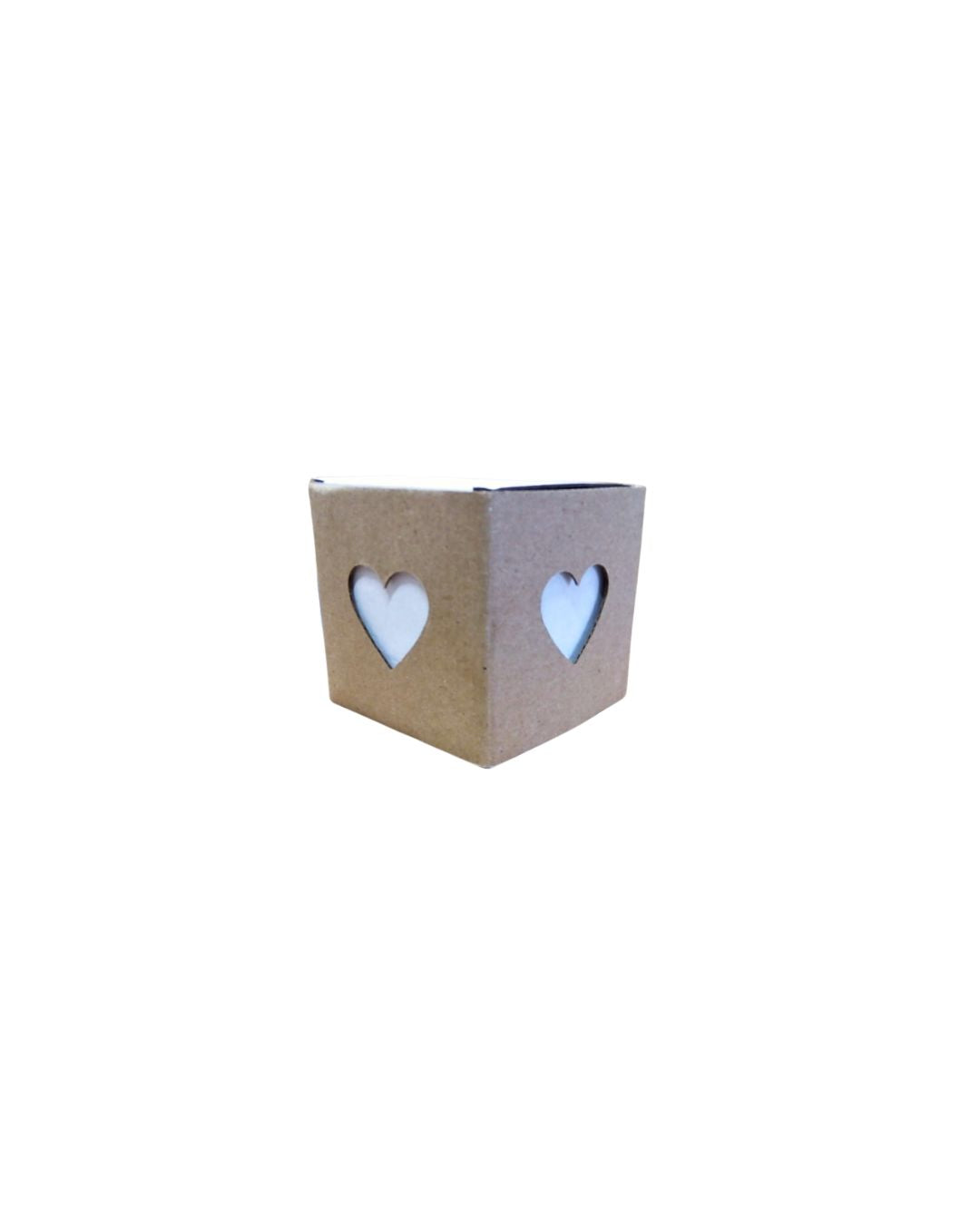 10 Cubo Micro corrugado Kraft Corazones Med.10x10x10cm