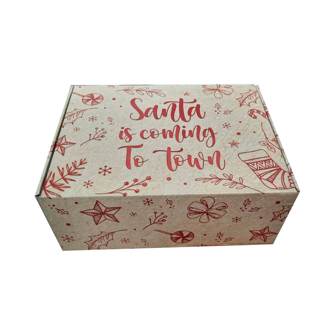 10 Caja Navidad Santa Está en la Ciudad Tipo Maletín Med.30x23x12cm