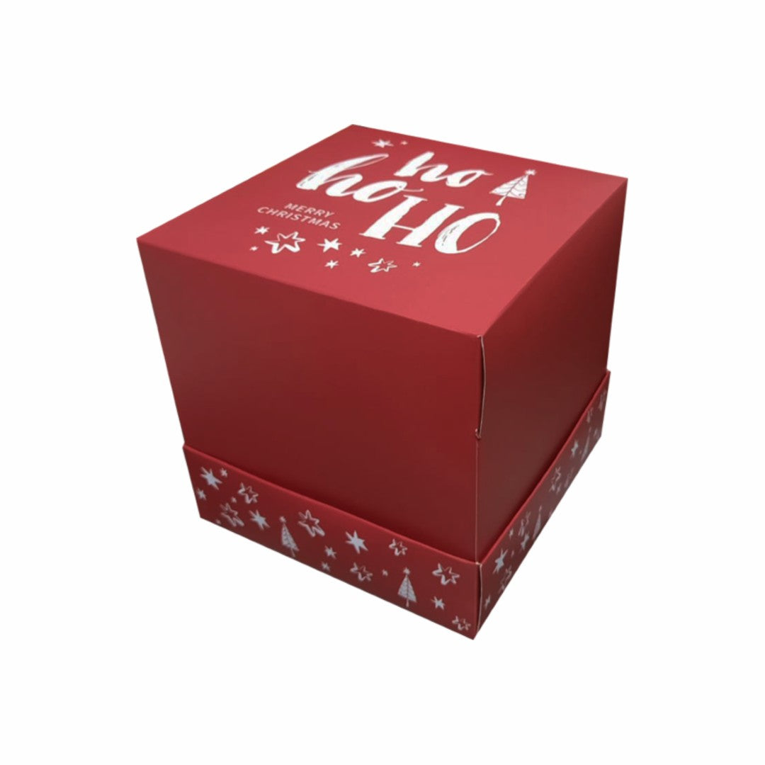 10 Caja Base con Tapa Alta Ho Ho Ho Med. 19x22x19cm