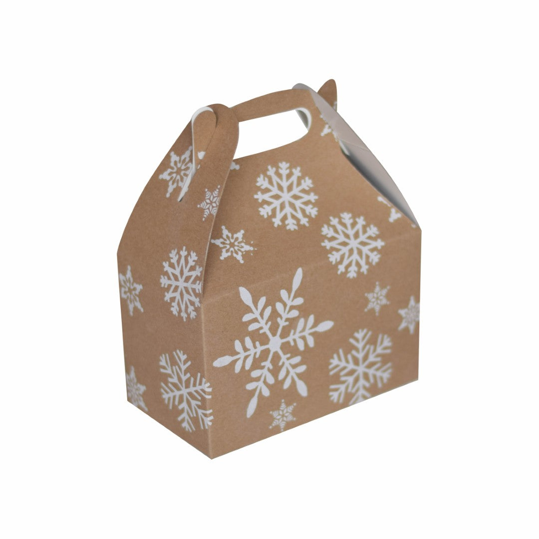 10 Caja tipo Lonchera Copos de Nieve Med. 16x9x10cm