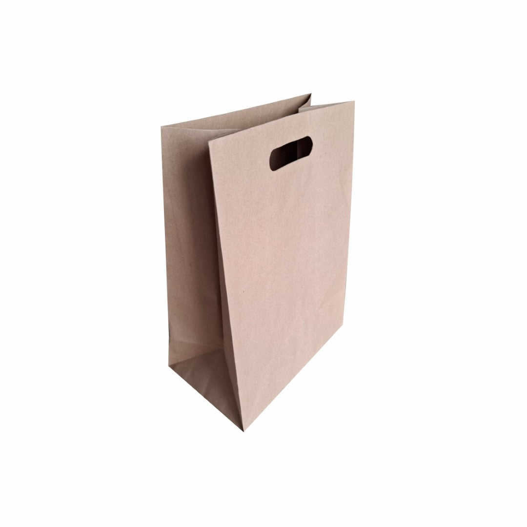 12 Bolsa Troquelada Kraft Chica Med.20x8x24cm