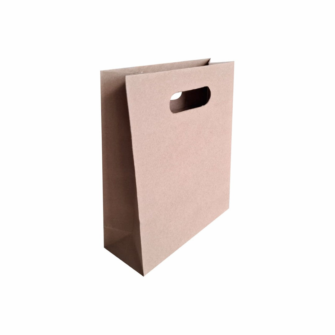 12 Bolsa Troquelada Kraft Chica Med.20x8x24cm