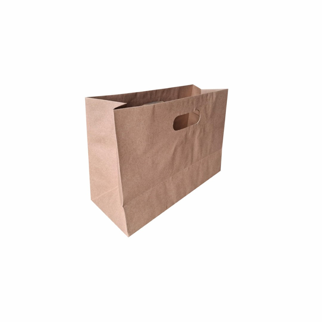 12 Bolsa Troquelada Kraft Chica Med.20x8x24cm
