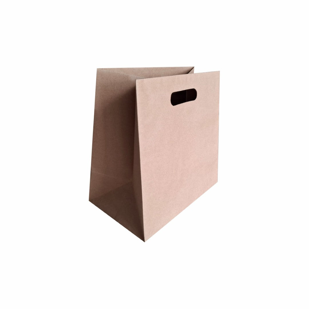 12 Bolsa Troquelada Kraft Chica Med.20x8x24cm