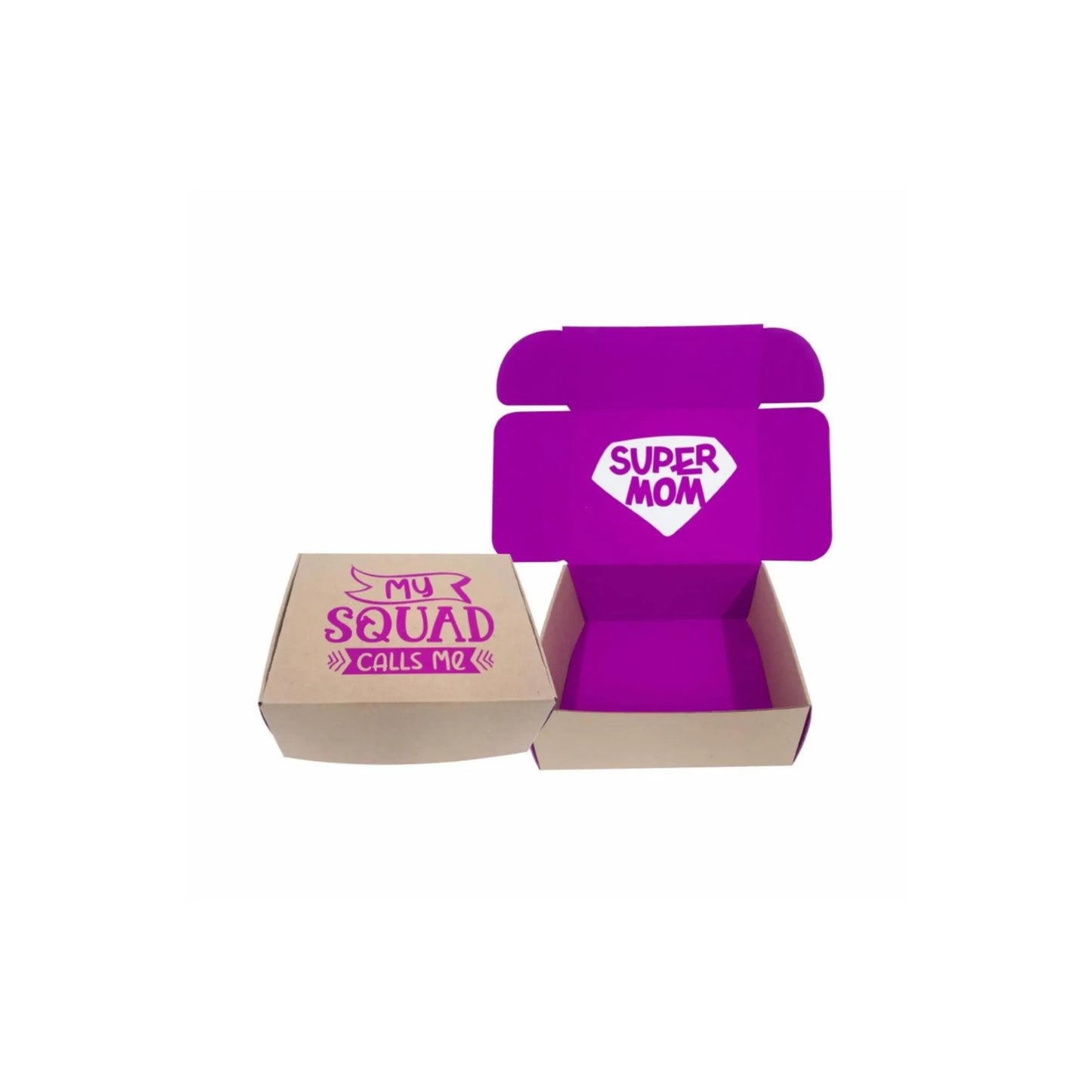 caja para regalo interior morado super mom