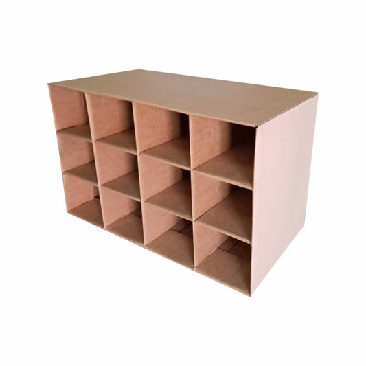 2 Caja Zapatera Kraft/Beige 8 Espacios Med.33x29x60cm