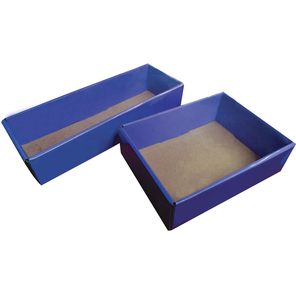 3 Caja Ordenador de Cajon Largo Azúl Med.29x10x6cm