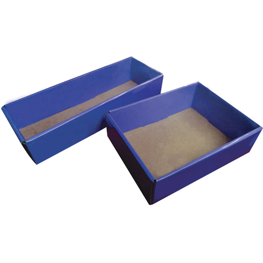 3 Caja Ordenador de Cajon Largo Azúl Med.29x10x6cm