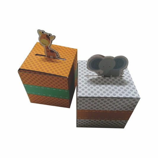 20 Caja Cubo Dulcero Elefante Med.10x10x10cm