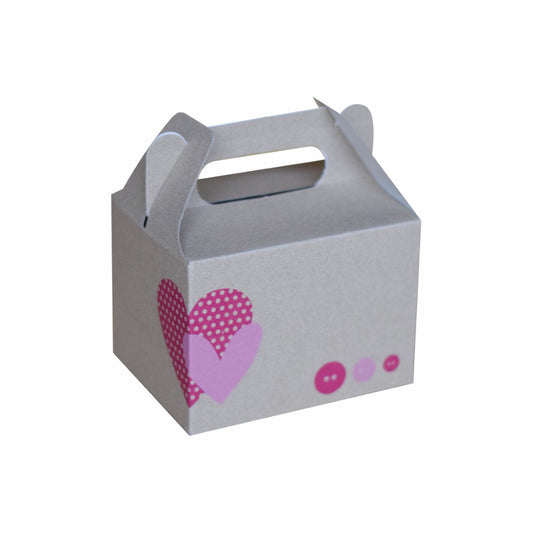 10 Caja Lonchera Kraft Mini Love Rosa Med.14X11X10cm