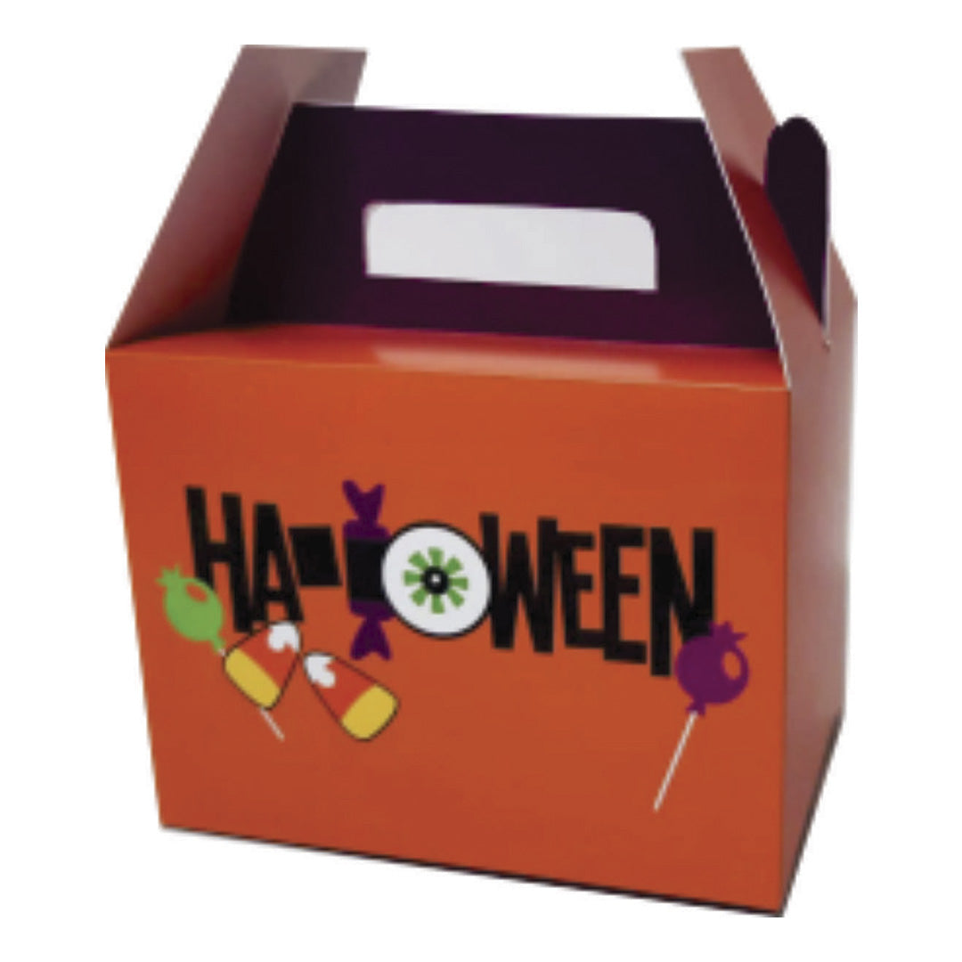 10 Caja Loncheras Halloween Calabaza Med.16x9x10cm