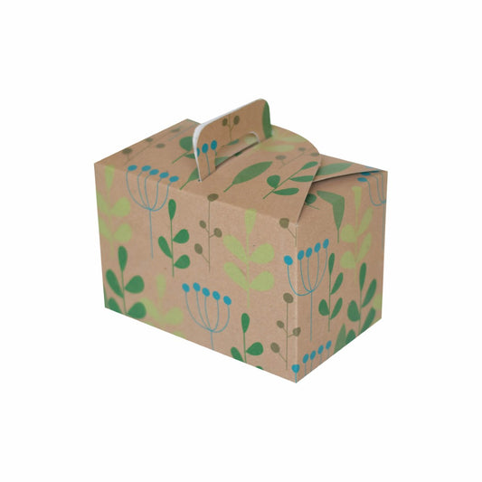20 Lonchera grande kraft impresa verde Med.21.5x13x14cm