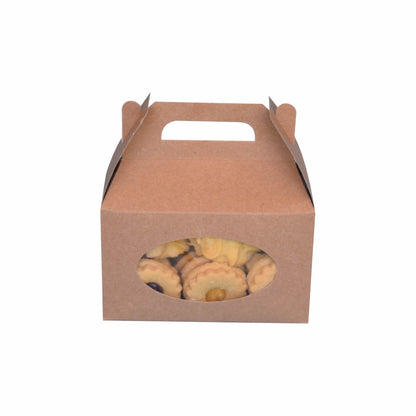 25 Caja Lonchera con Ventana Ovalada kraft Med.16x7.5x9cm
