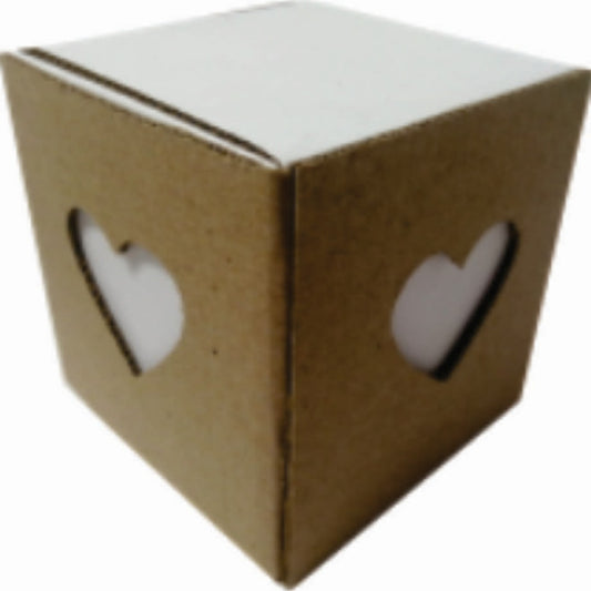10 Cubo Micro corrugado Kraft Corazones Med.10x10x10cm