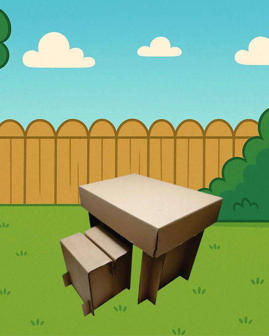 1 Mesa con dos banquitos Med.60x40x50cm/24x30x30cm