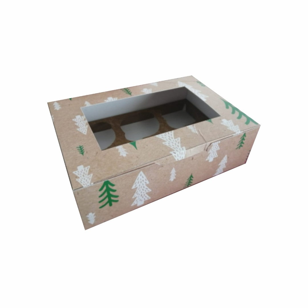 20 Caja para 6 Cup Cake Navideña Med. 25x17x8cm
