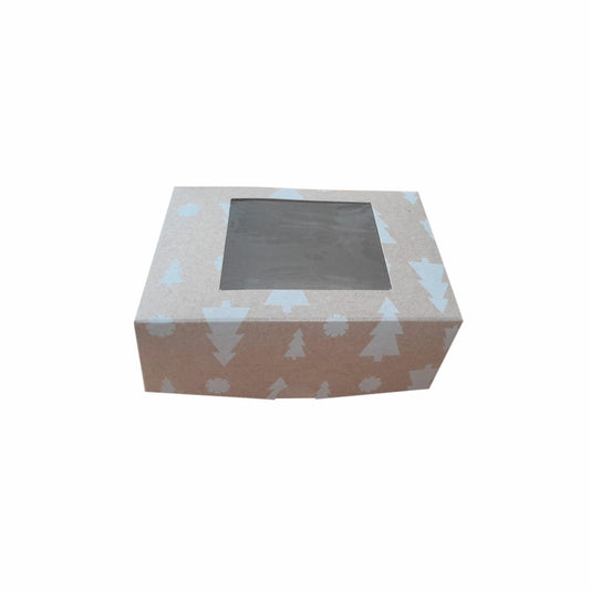 20 Caja Er 01 Navideña Pinos Blanco Med.14.5x12.5x5cm