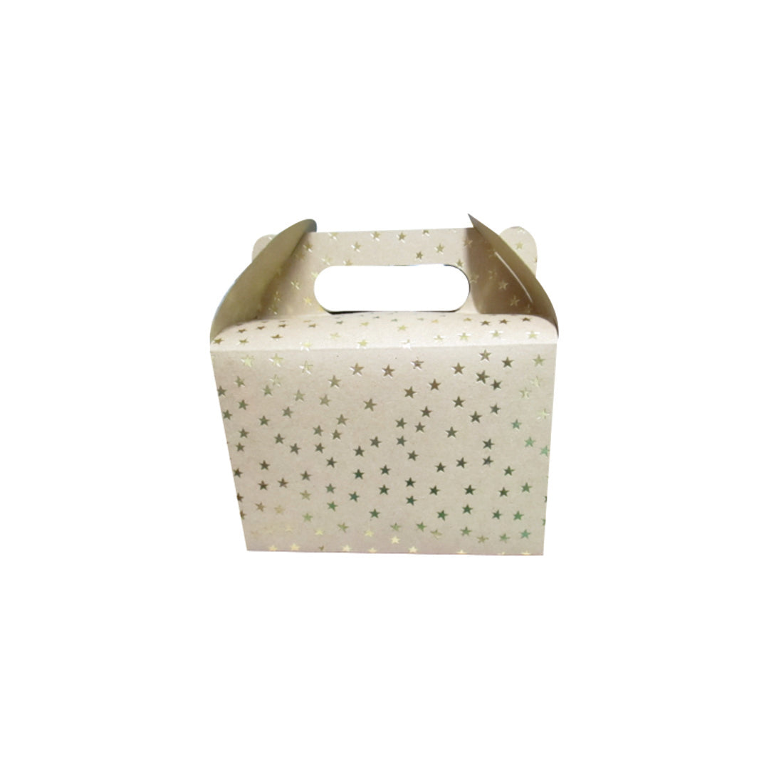10 Caja tipo Lonchera Kraft Estrella Oro Hot Stamping  Med.14x11x10cm