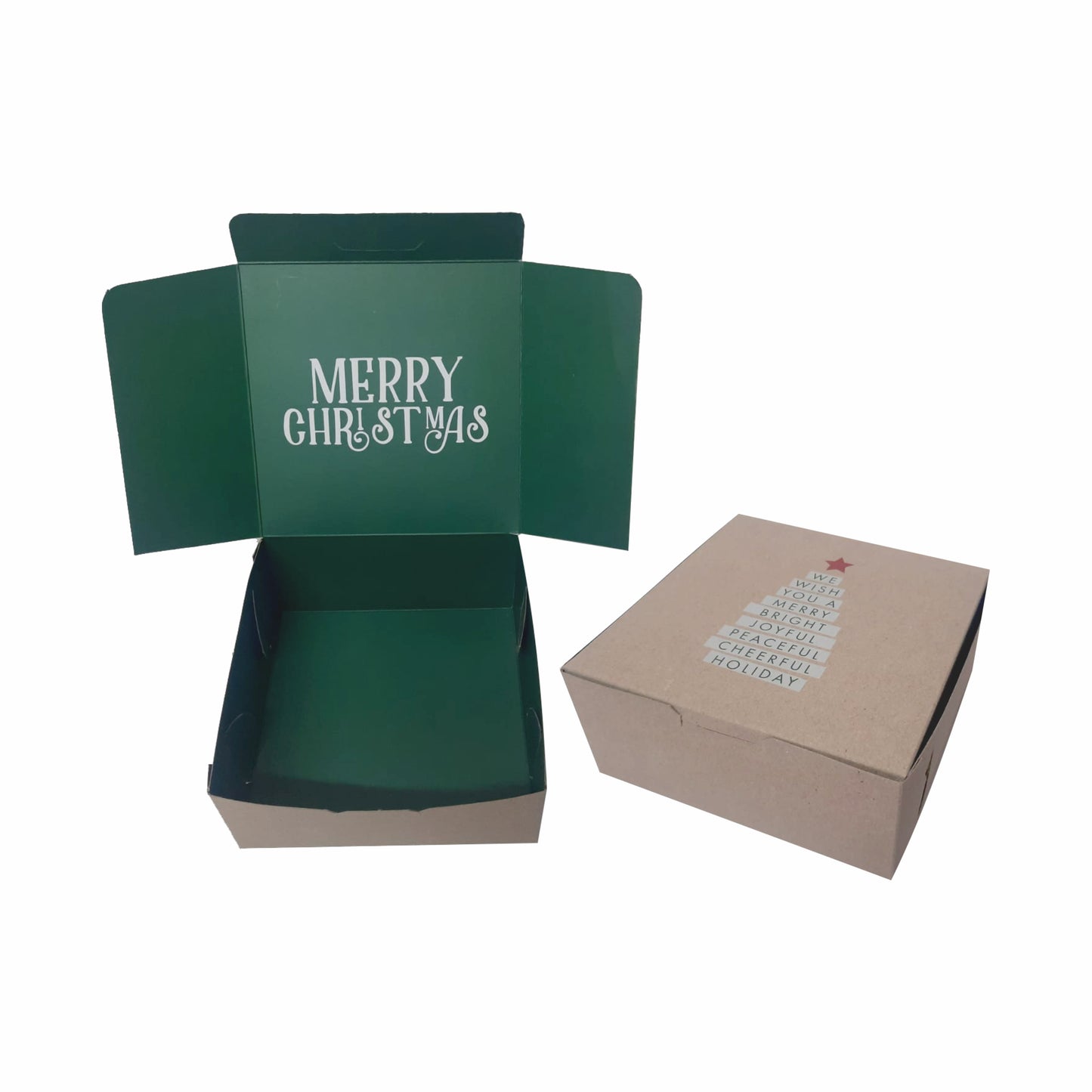 10 Caja para 4 Cup cake Navideña Med. 16x16x7cm