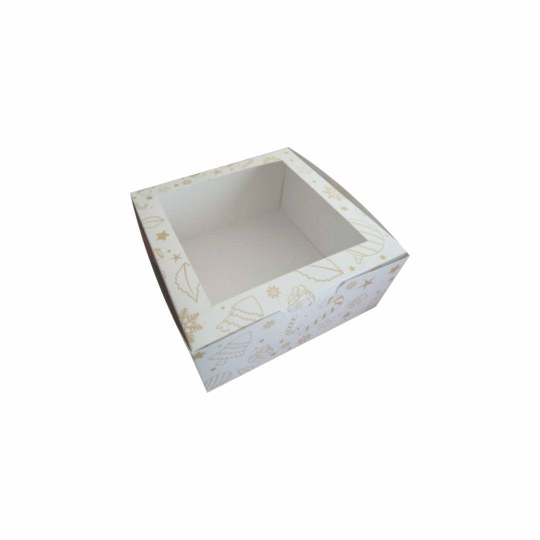 10 Caja para 4 Cup Cake Navideña Merry Chritmas Med.16x16x7.5cm