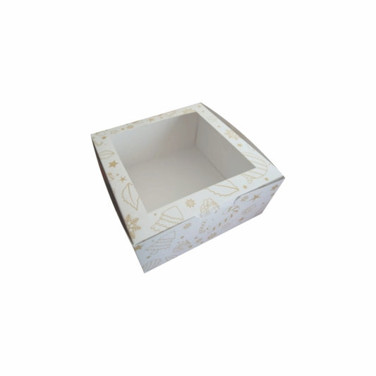 10 Caja para 4 Cup Cake Navideña Merry Chritmas Med.16x16x7.5cm