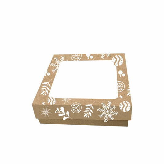 20 Caja Galletas Navideña con Ventana 15x15x5cm