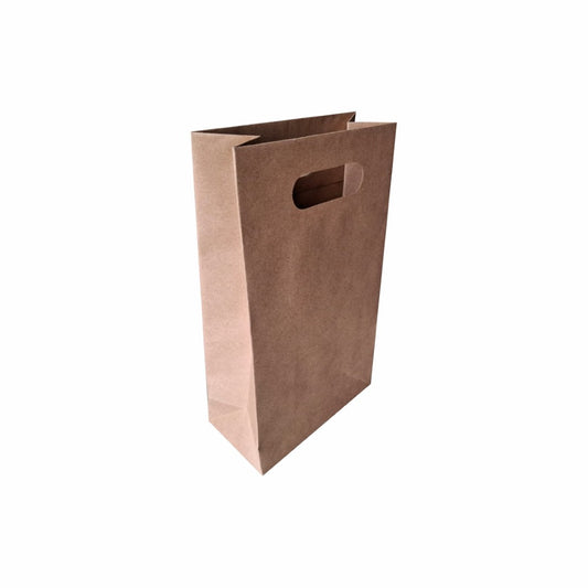 12 Bolsa Troquelada Kraft Chica Med.20x8x24cm
