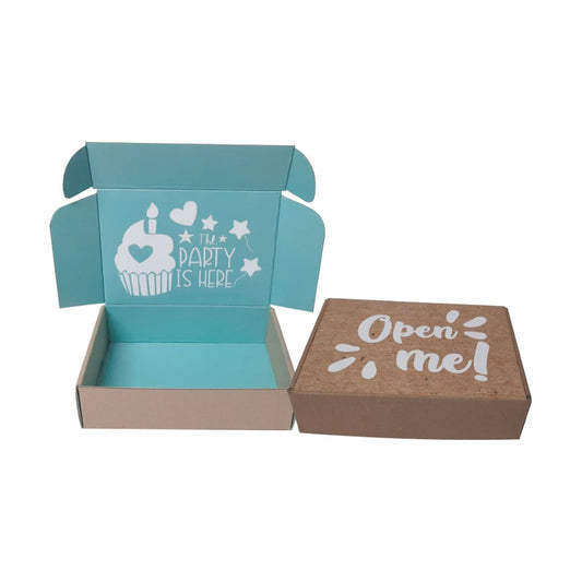 Caja tipo maletín Happy birthday turquesa