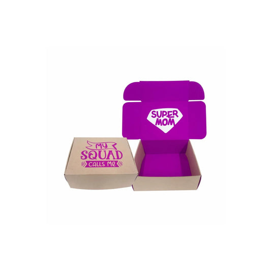 caja para regalo interior morado super mom 
