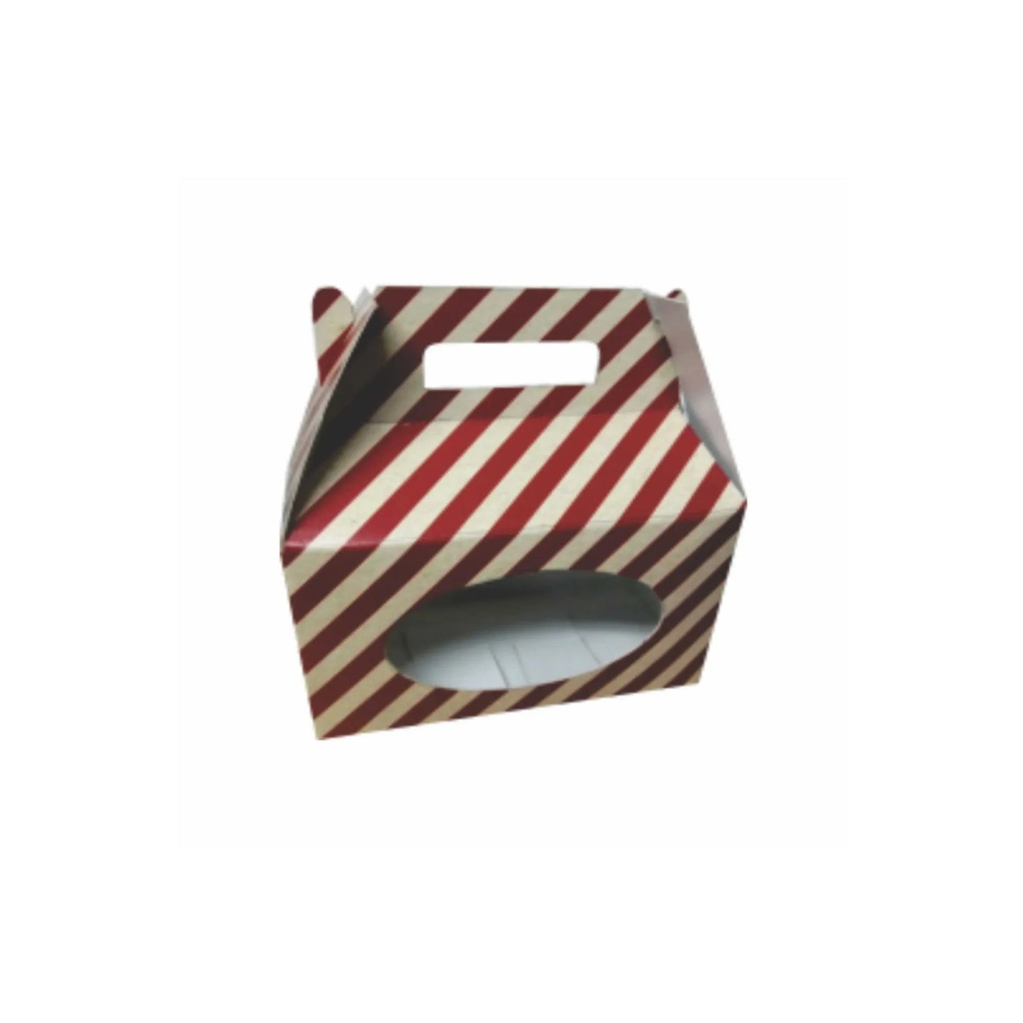 caja para postres tipo lonchera rayas rojas navideñas 