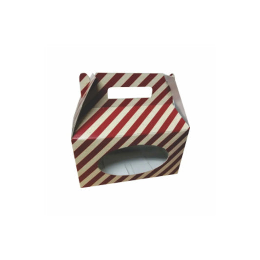 caja para postres tipo lonchera rayas rojas navideñas 