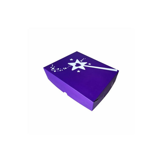 caja para regalo morada varita mágica 