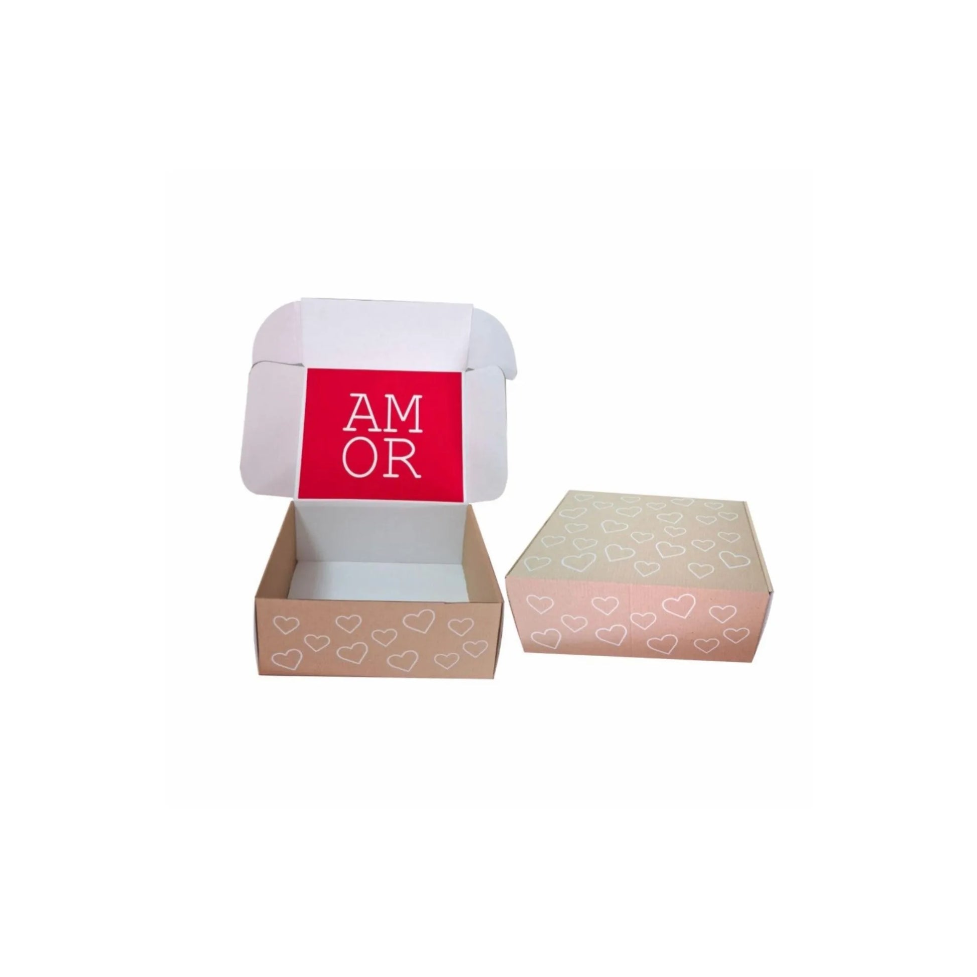 caja para regalos corazones blancos impresión interior amor