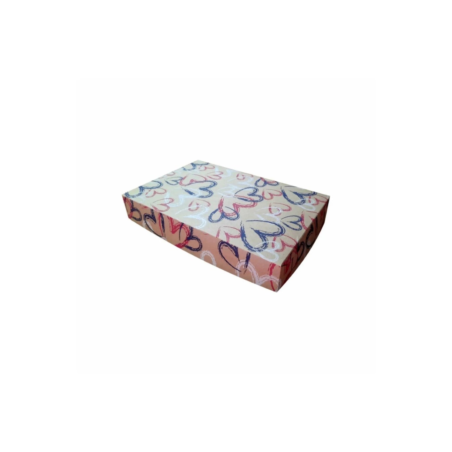 caja para regalo en kraft corazones rojo negro blanco 