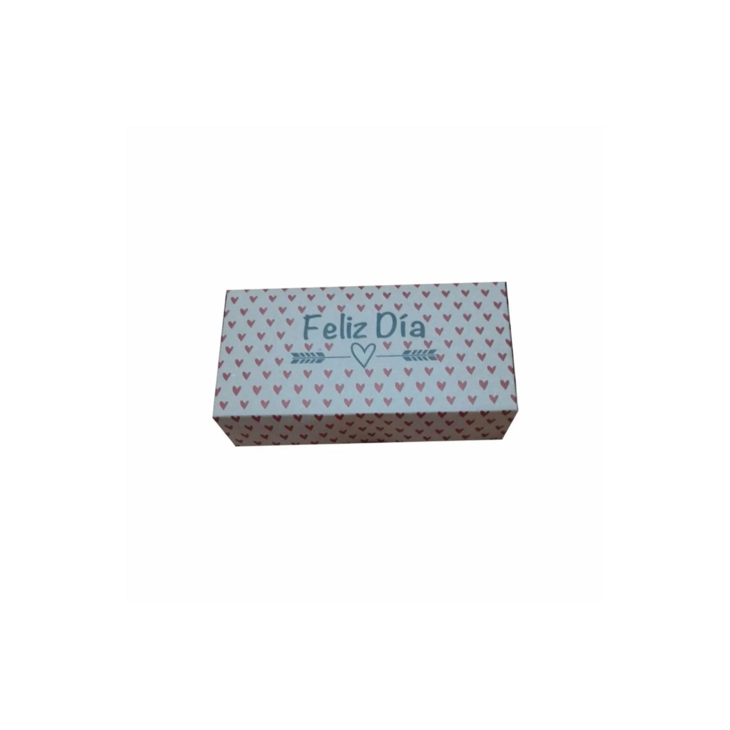 caja para regalo en kraft feliz dia corazones 