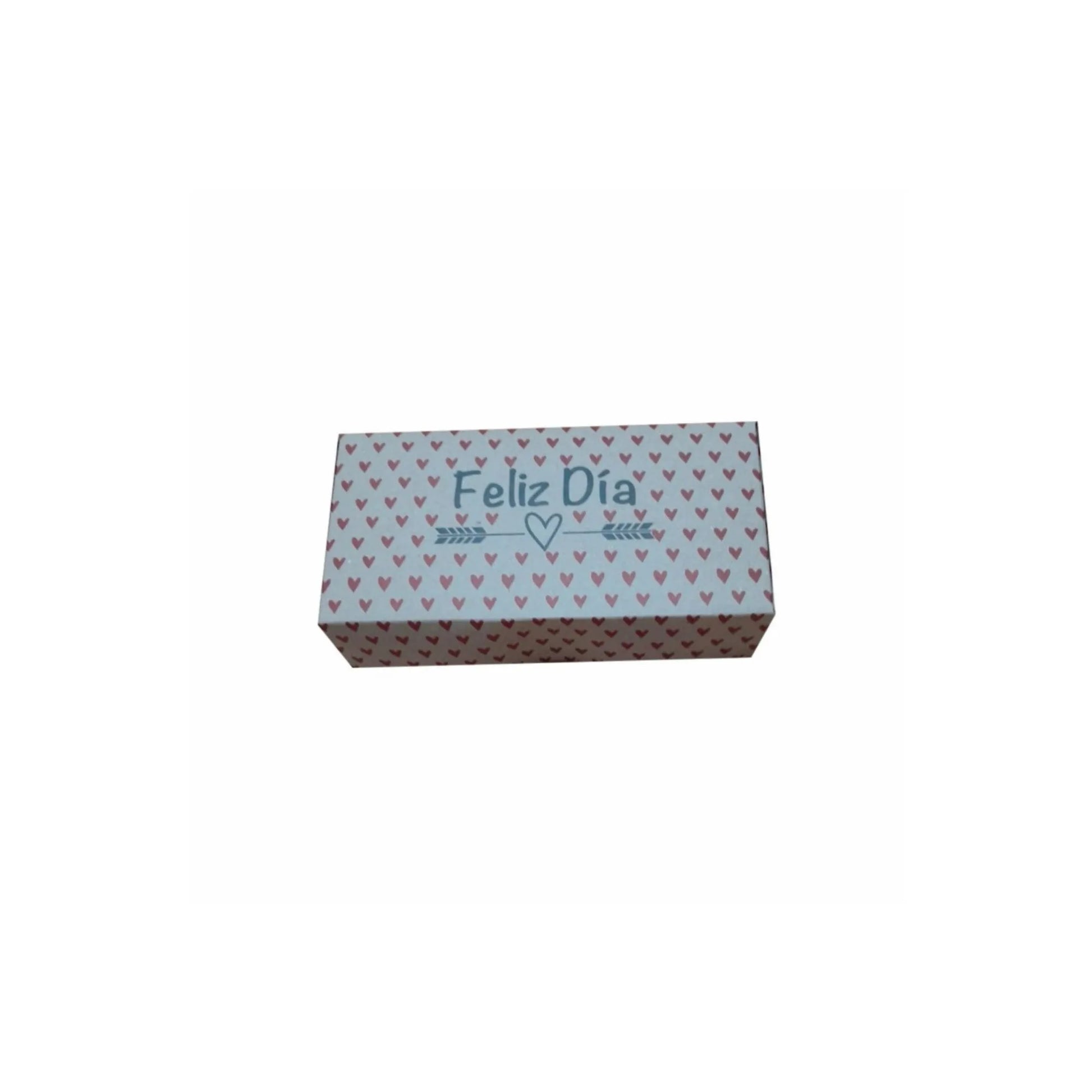 caja para regalo en kraft feliz dia corazones 