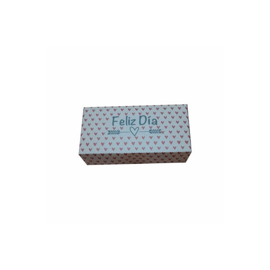 caja para regalo en kraft feliz dia corazones 