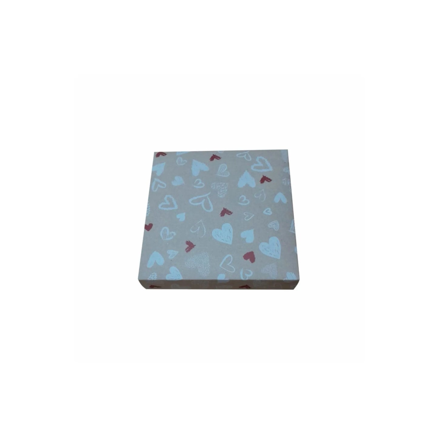 caja para regalo en kraft impresión corazones 