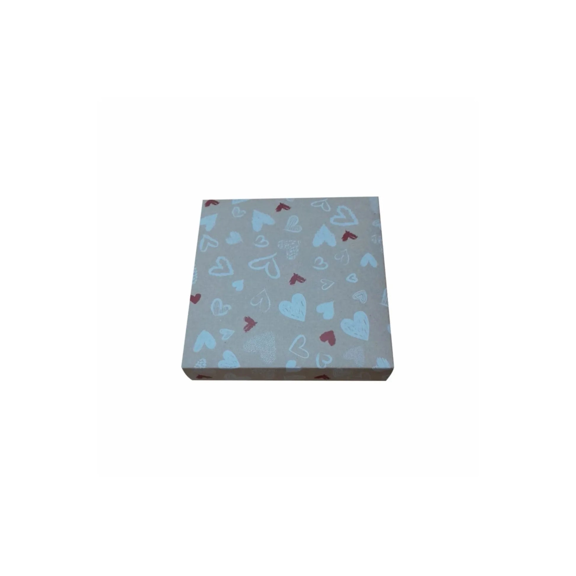 caja para regalo en kraft impresión corazones 