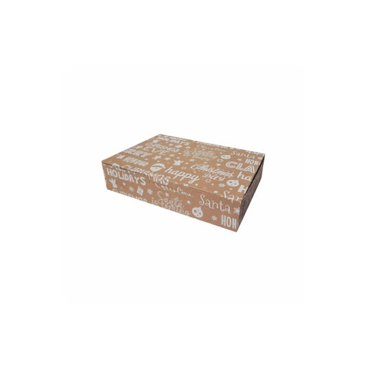 caja para regalo kraft collage navideño en blanco 