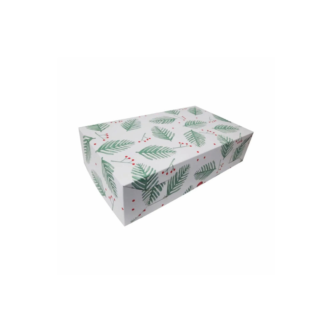 caja para regalo navideña hojas verdes 