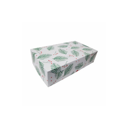 caja para regalo navideña hojas verdes 