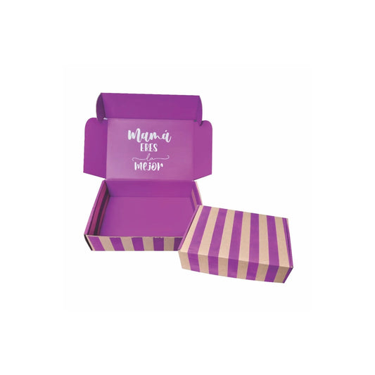 caja para regalo mama eres la mejor interior morada rayas afuera