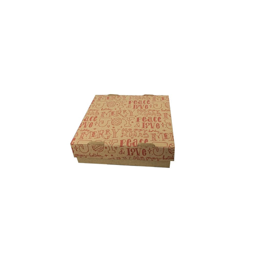 caja para regalo navideño kraft letras rojas 
