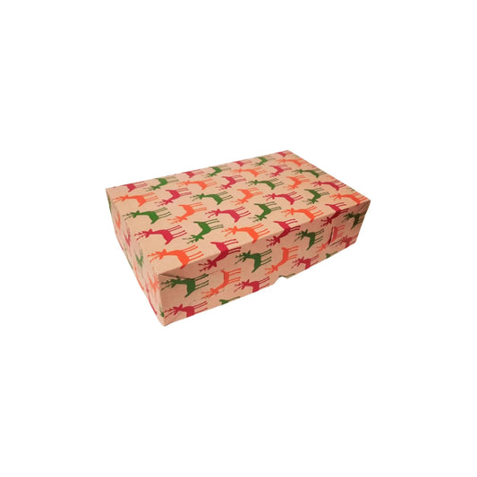 caja para regalo navideña impresión renos 