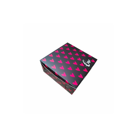 caja para regalo negra corazones rosas love