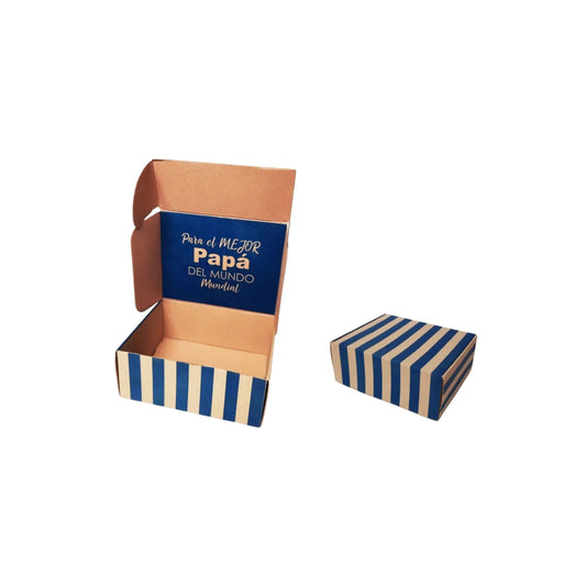 caja para regalo para el mejor papa rayas azules 