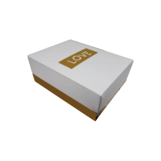 caja para regalo tapa blanca base dorada love